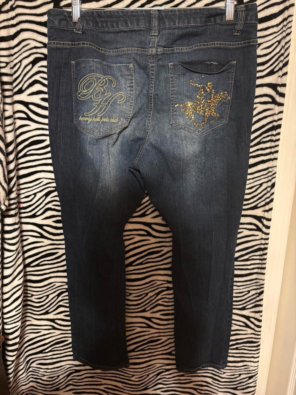 Beverly Hills Polo Club Dark Blue Jeans with Gold Pocket Embellishments